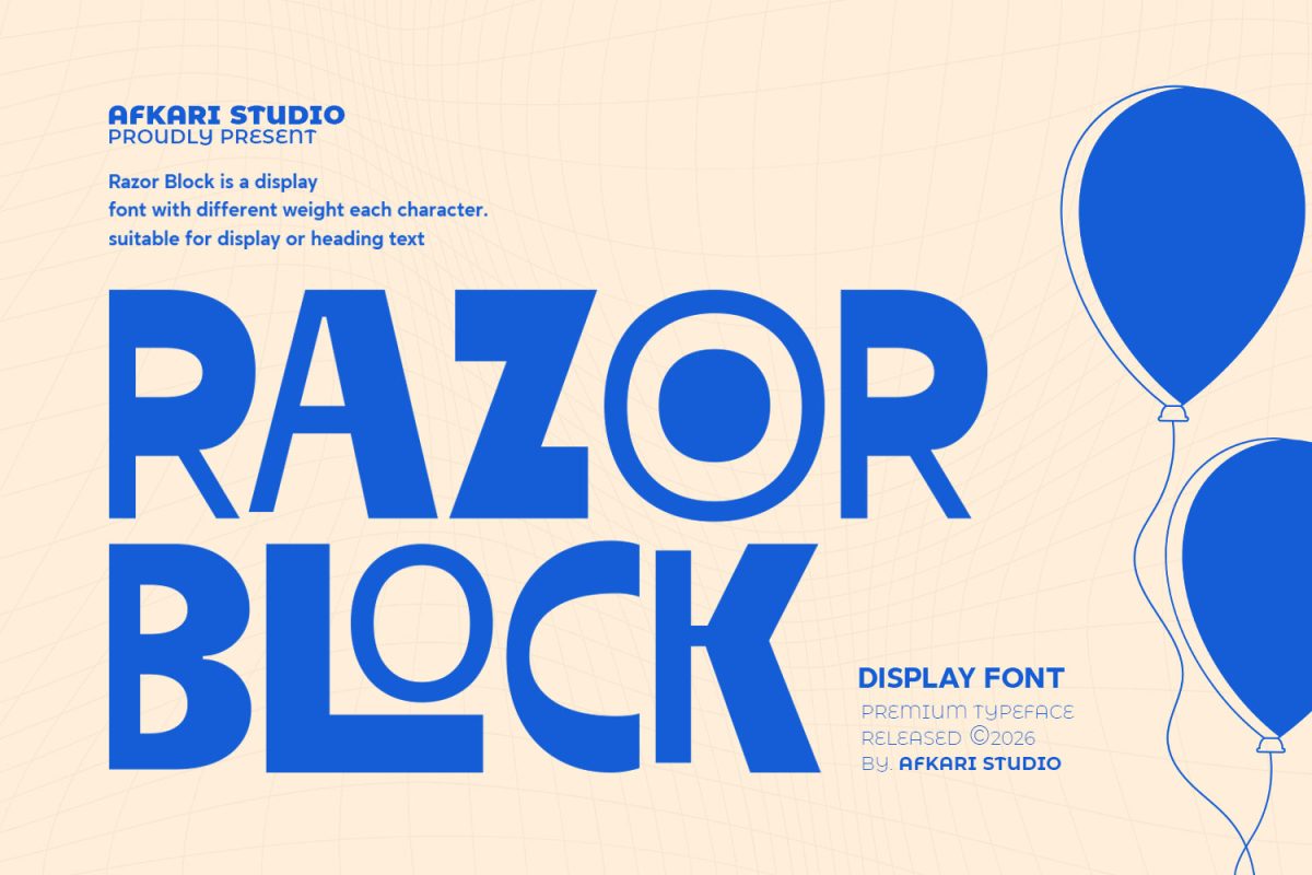 Razor Block – Unique Display Font with Mixed Weight Characters