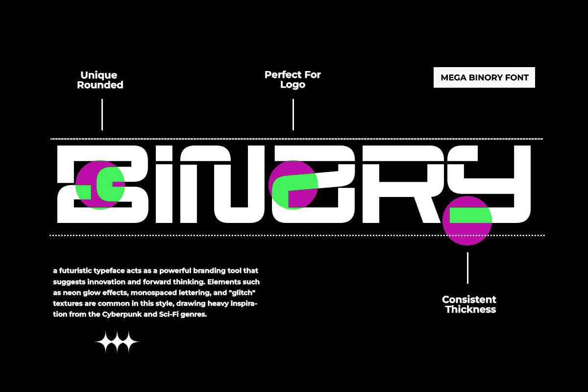 Mega Binory - Modern Futuristic Sci-Fi Font