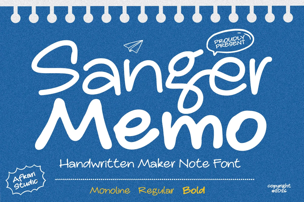 Sanger Memo - Handwritten Marker Note Font