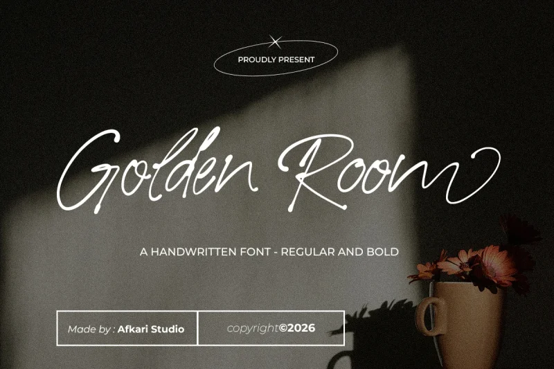 Golden Room handwritten script font by Afkari Studio