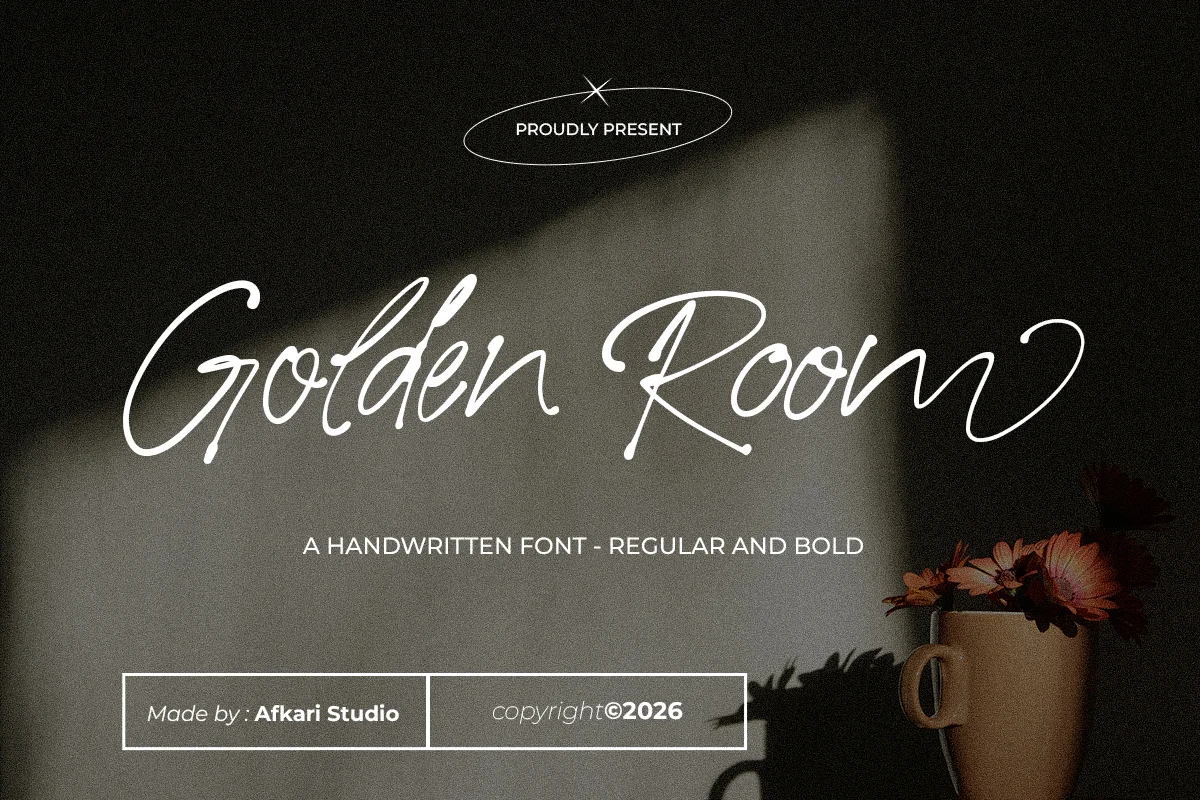Golden Room handwritten script font by Afkari Studio